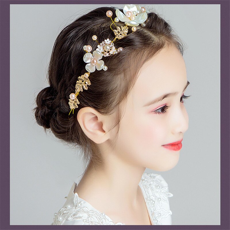 Accesorios para el cabello para niña y niño, corona de flores ajustable, diadema de flores, corona de perlas para la cabeza, accesorios coreanos para el cabello, tocados