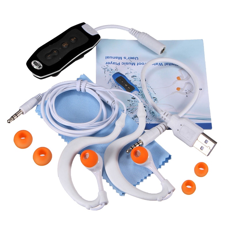 Auriculares impermeables con Radio FM + Spa submarinismo para natación con reproductor MP3 de 8GB