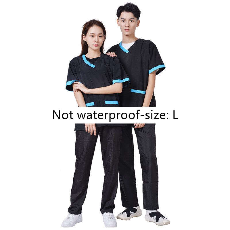 Pet Groomer Anti Hair Overalls Pets Shearing Non Sticky Hair Work Clothes Breathable Suit Anti Static Beautician Uniform Y0621: Non-waterproof-SuitL
