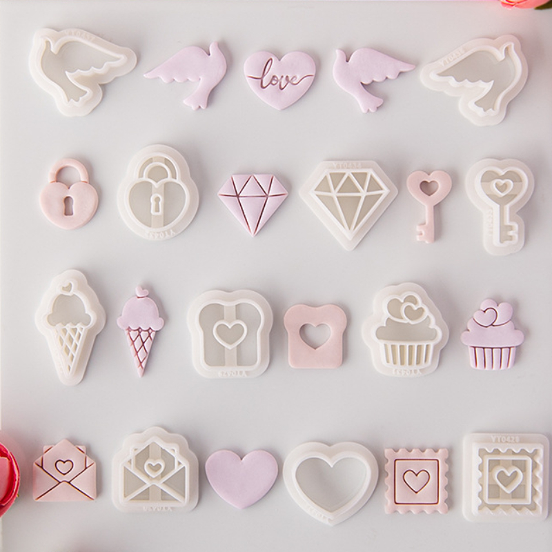 Serie di san Valentino Amore Argilla polimerica Formine per orecchini Stampo Regalo per festa di nozze Orecchini fai da te Ciondolo per gioielli Stampi per fustelle