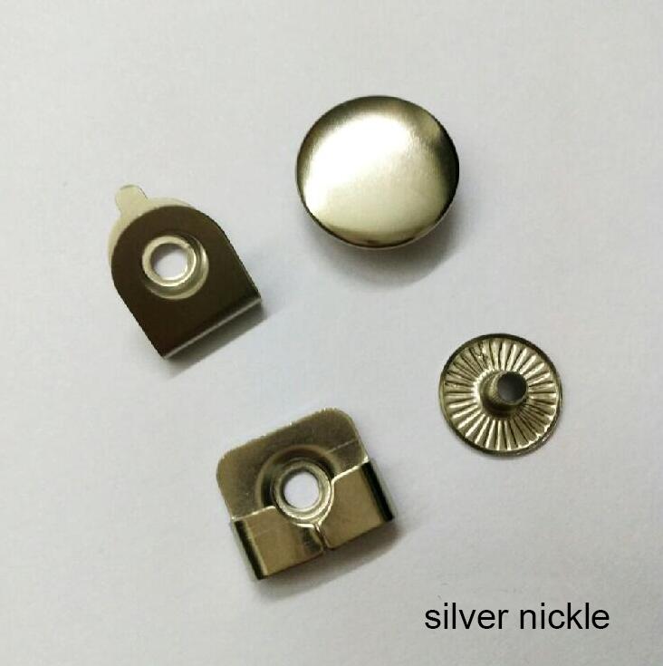 100 sets/partij 15mm 4-deel metalen messing broek broek rokken haken voor lady/vrouwen zilver nikkel, zwart, brons