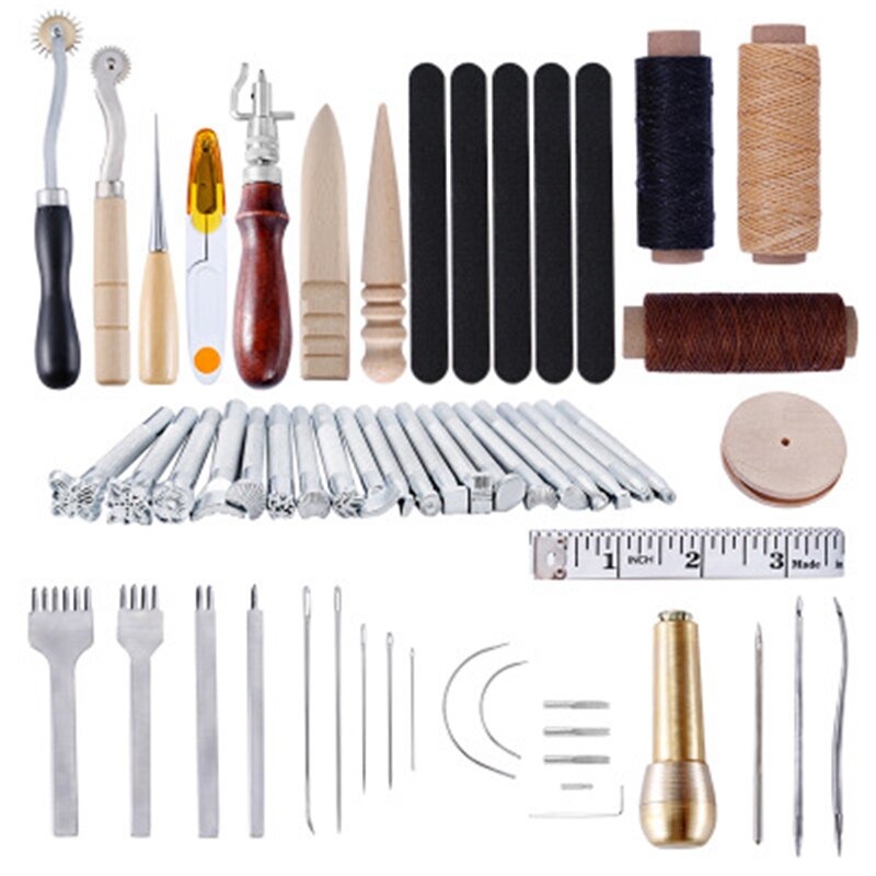 Miusie Lederen Naaien Kit Leer Hobbygereedschappen Set Hand Naaien Priem Stiksels Punch Carving Werk Zadel Groover Set Voor Beginners: type2