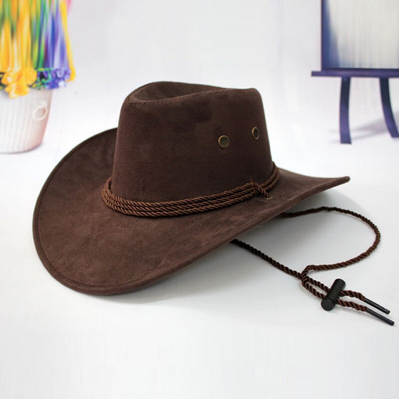 Nyligt western cowboy hat mænd ridetøj tilbehør bred brimmed knusbar krympning dod 886: Kaffe