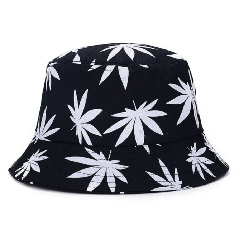 Unisex opvouwbare emmerhoed met esdoornbladerenprint, heren, slappe katoenen vissershoeden, bobkap, dames zomerzonbeschermingspetten