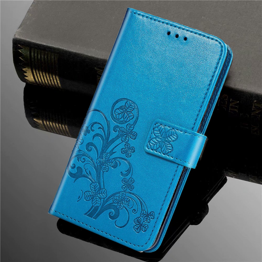 Luxe reliëf 3d bloemenhoesje voor samsung galaxy ace gt -s5830i s5830 pu leren portemonnee flip telefoonhoesje tas volledige achterkant: 2 blauw
