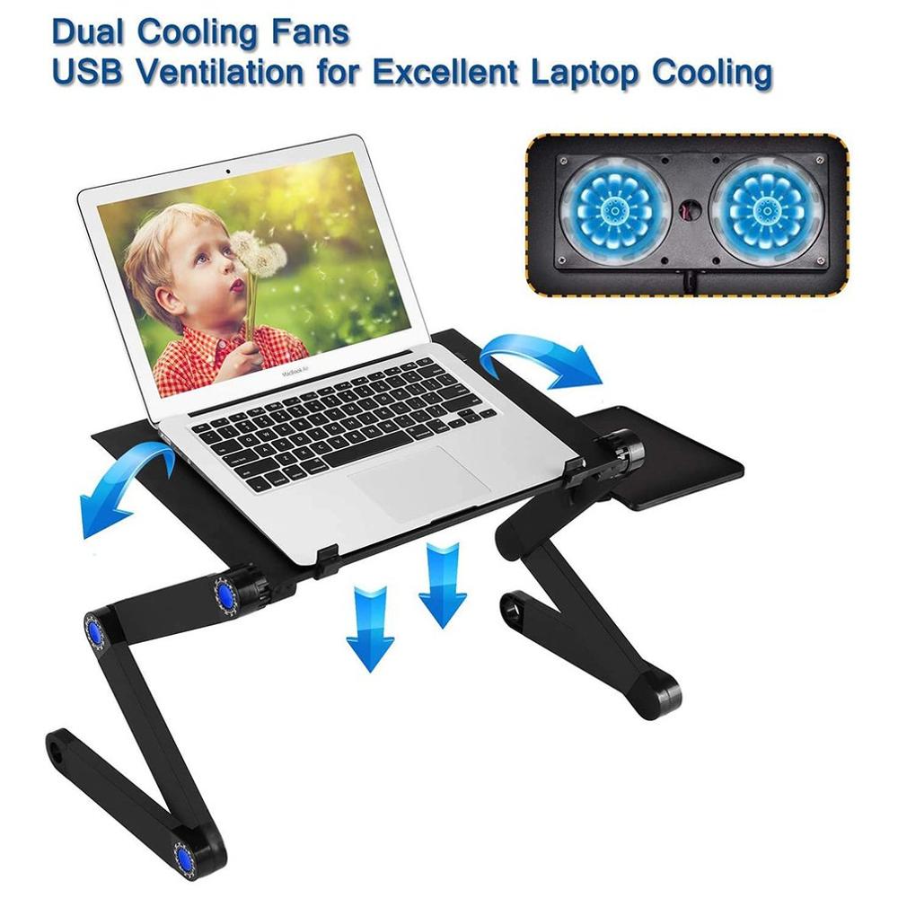 Bærbar bordstativ med justerbart sammenleggbart ergonomisk stativ skrivebord for ultrabook, netbook eller nettbrett med musematte