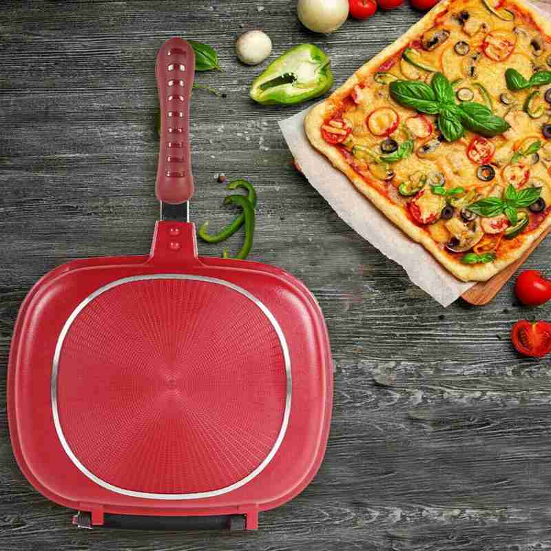 1Pc Double Sided Grill Frying Pan Square Shape Non-Stick Pan Baking Steak Frying Pan32Cm Kitchen Cooking Tool