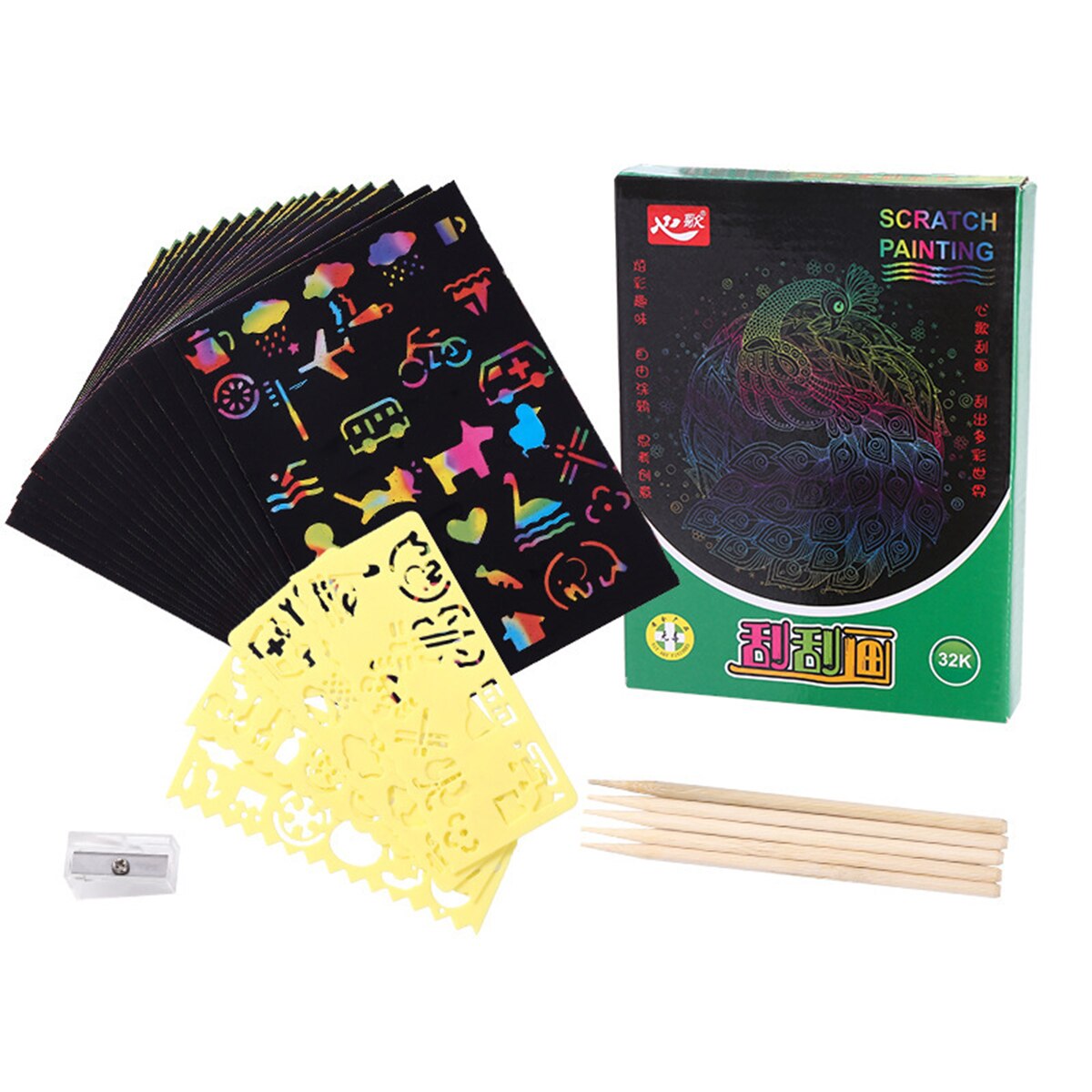 Scratch Art Papier Set Voor Kinderen 50 Stuks Scratch Art Paper Craft Voor Jongens & Meisjes Fun Verbeelding Trigger Game voor , verjaardag