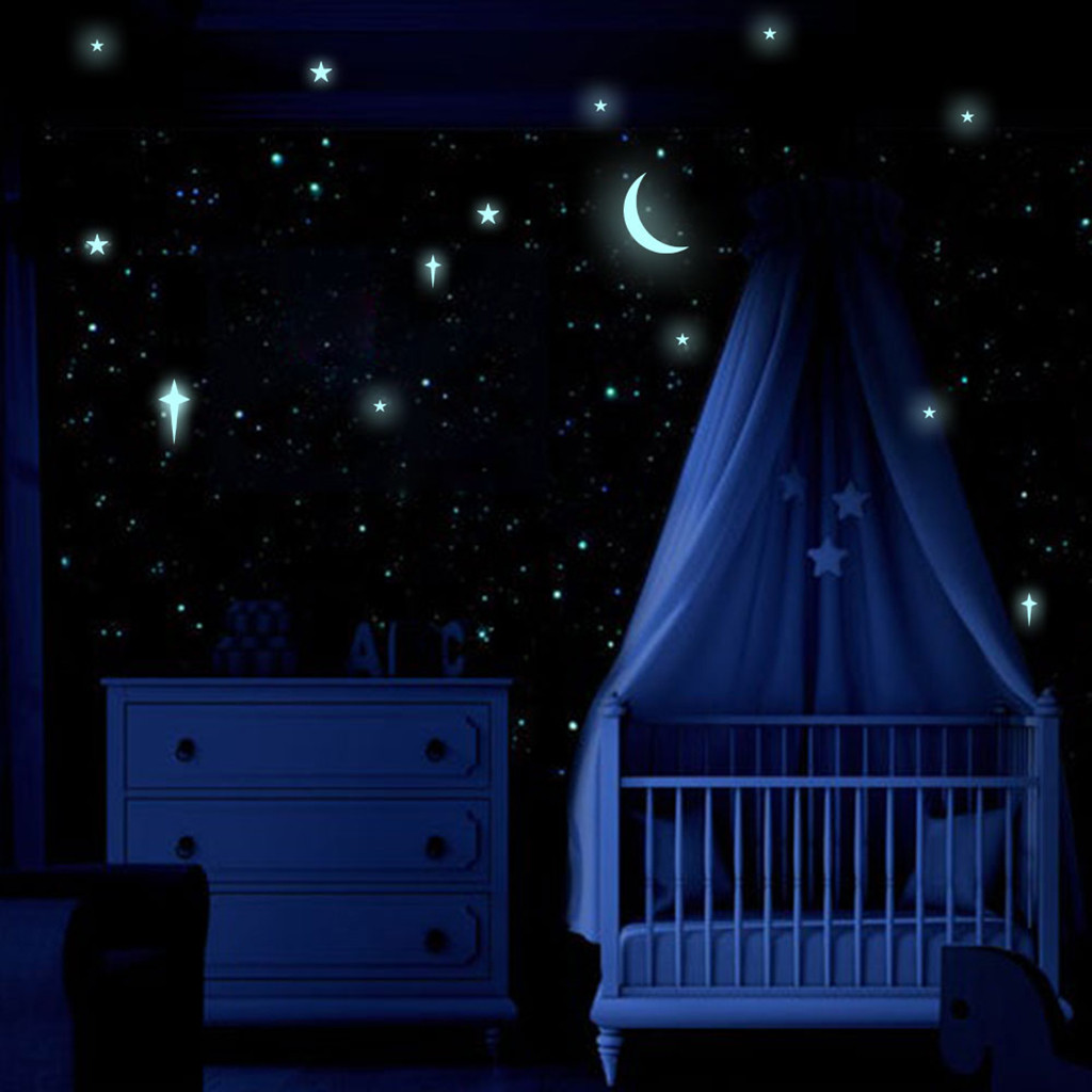 3D Stars Glow In The Dark Luminous Fluorescent Wall Stickers Kids Bedroom