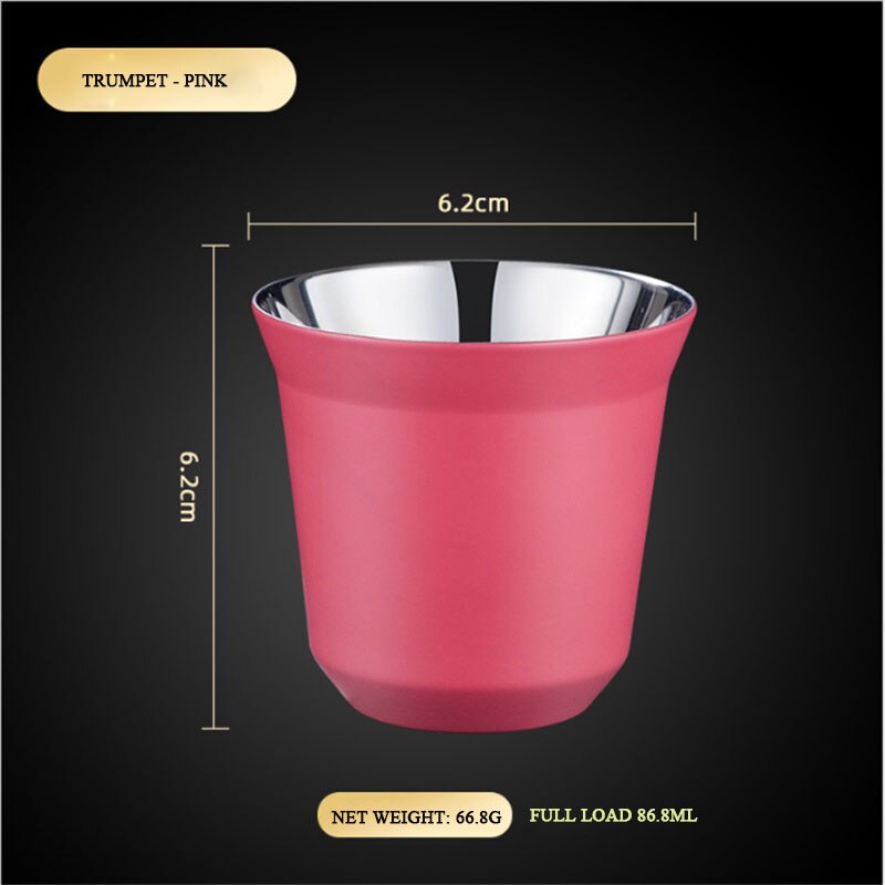 86ml Double Stainless Steel Espresso Cup Insulation Coffee Cup Capsule Shape Cute Cup Coffee Cup British Coffee Cups: Pink