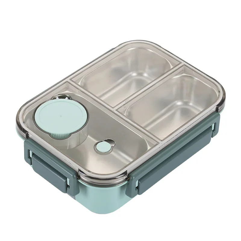 Lunchbox van 304 roestvrij staal met servies voor volwassenen Kinderen Lekvrije lunchcontainer Draagbare roosters Bento Box Voedselcontainers