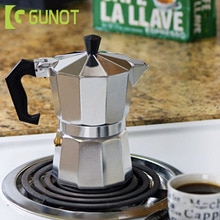 GUNOT Aluminum Stove-top Moka Pot Coffee Maker Italian Espresso Coffee Maker With Filter Cafeteira Expresso Percolator 3cup/6cup