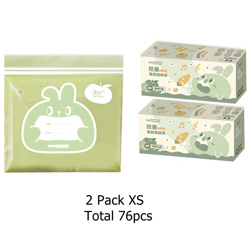 Sacs de conservation transparents pour collations et sandwich, 2 paquets, avec fermeture éclair, Mini sac de conservation des aliments moyens, congélateur, Camping, cuisine, sac de conservation des aliments frais: vert clair
