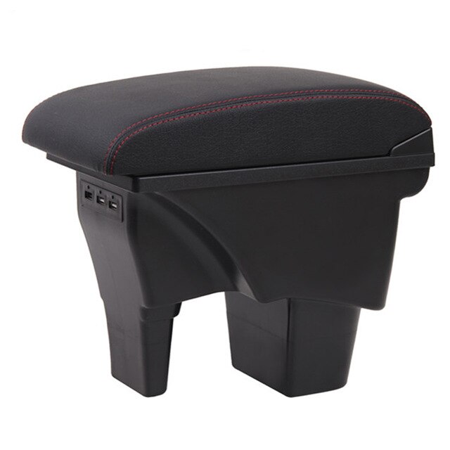 Car secretary For Suzuki VITARA Handrail Storage Box Car Interior Handrail Double Rechargeable USB Black Leather Arm Rest: Black  red line