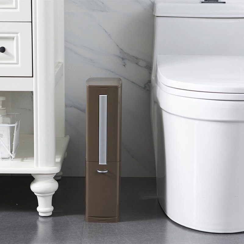 Bathroom Waste Bins Set Trash Bucket Plastic with Toilet Brush Bathroom Dustbin Trash Cans Garbage Bucket Garbage Bag Dispenser