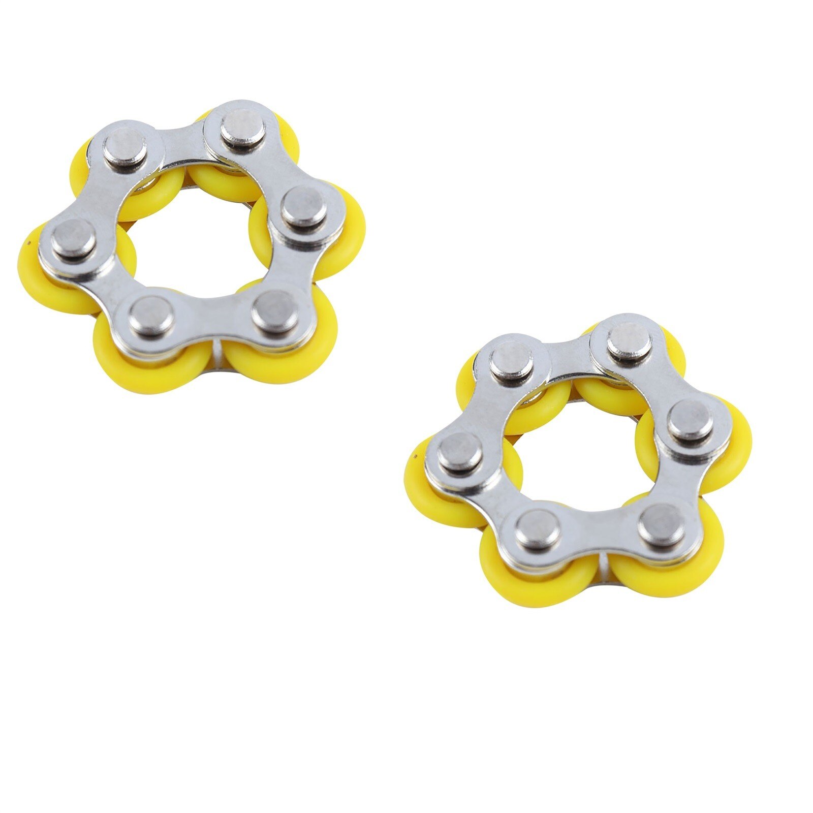 2pc Bike Chain Fidget Toys Bicycle Chain Stress Relief Toys Autism Stress And Anxiety Relief Toys Anti Stress Magnetische Ringen: Yellow 