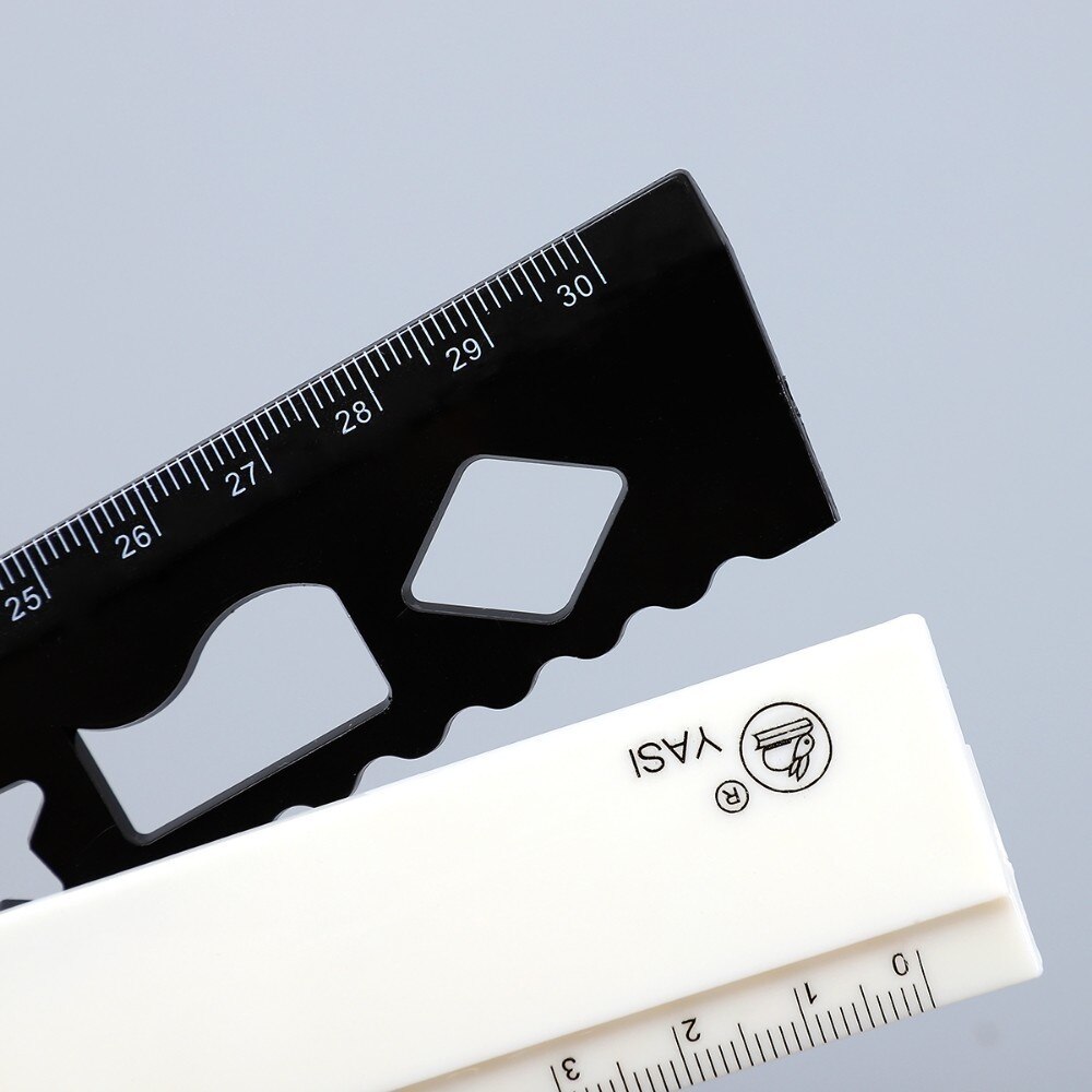 Reglas rectas plegables de plástico, blanco y negro, 30Cm, para estudiantes de dibujo, papelería para niños, suministros escolares, papelería, 1 ud.