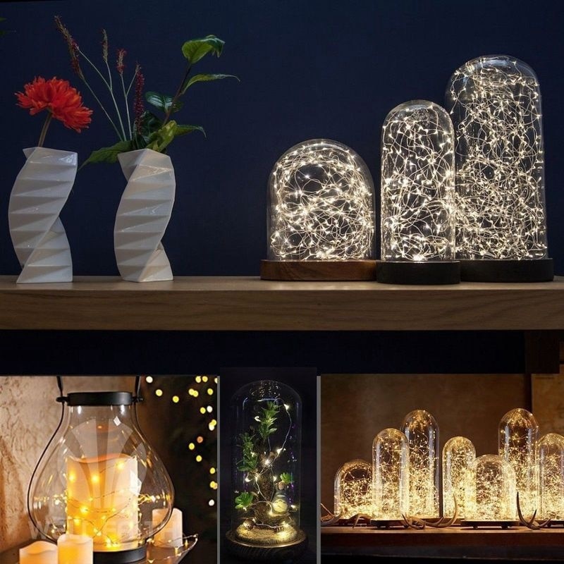 2M 3M 20 30 LEDs Sternen Schnur batterie Lichter Gebühr Mikro LED transparent Kupfer Draht für Party Weihnachten hochzeit 10 farben