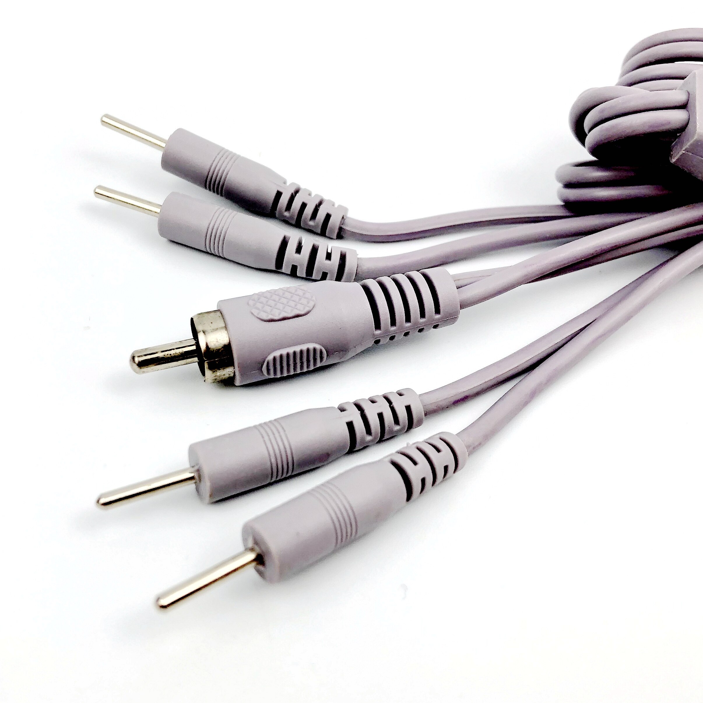 Cable de enchufe RCA con 4 enchufes de salida EMS, Parche de electrodo, Microcuttent, estimulador muscular elástico, almohadillas de electrodos de silicona