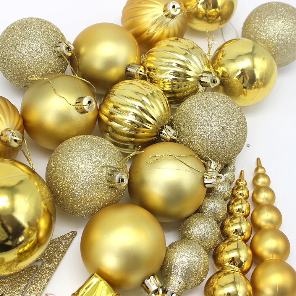 57Pcs 35*12*26Cm Gouden Kerstballen Xmas Tree Glitter Kerstballen Ballen Ornament Decoraties Kerstballen Party bruiloft Ornament