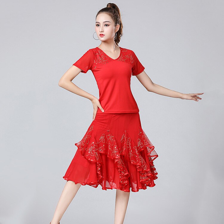 Falda Latina faldas de baile de salón para Mujer Faldas de Danza moderna Latino Tango estándar nacional para concurso de baile de Flamenco