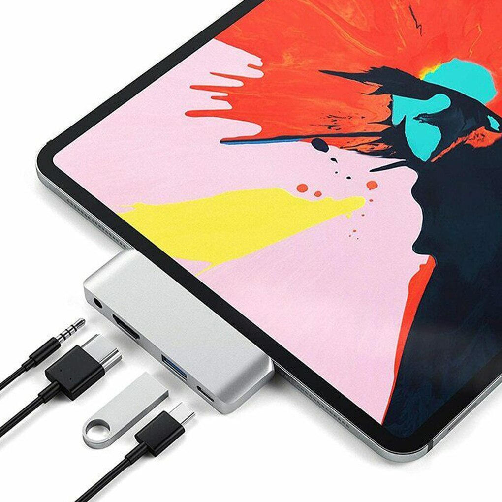 Adaptador USB tipo C para móvil, concentrador de red con USB-C PD, carga 4K, HDMI, USB 3,0, conector de Audio de 3,5mm para iPad Pro Galaxy S8 S9 Mate 20