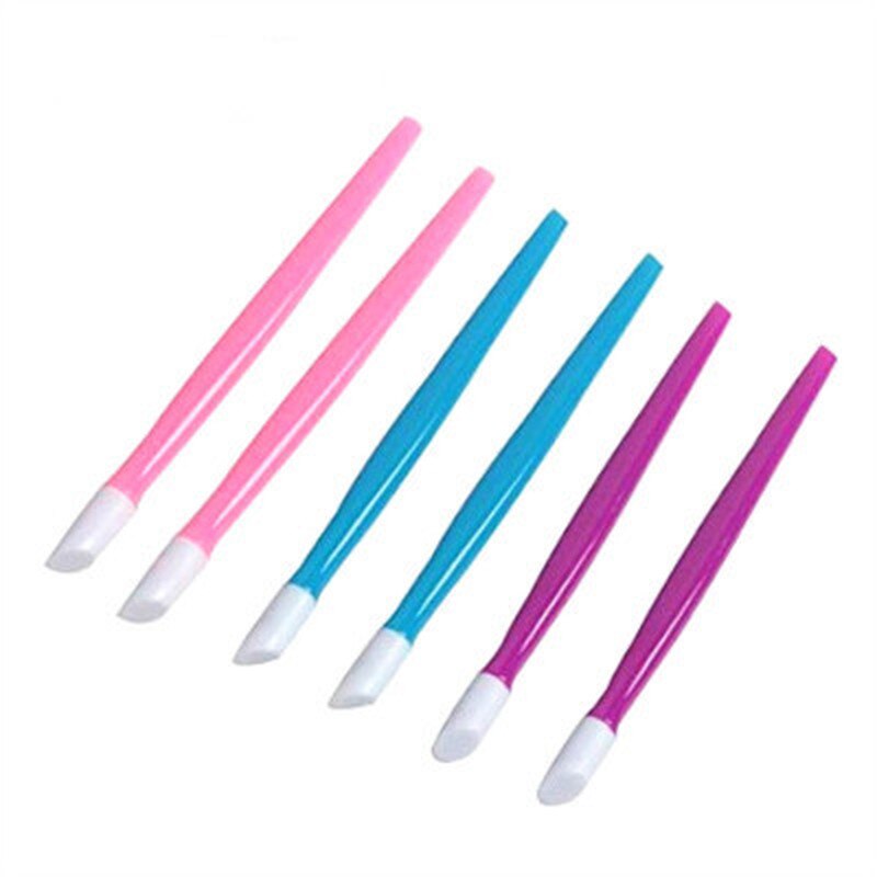 3 Pcs Nail Cuticle Pusher Rubber Plastic Druk Pen Voor Stickers Glitters Pedicure Manicure Nail Art Tool Accessoires