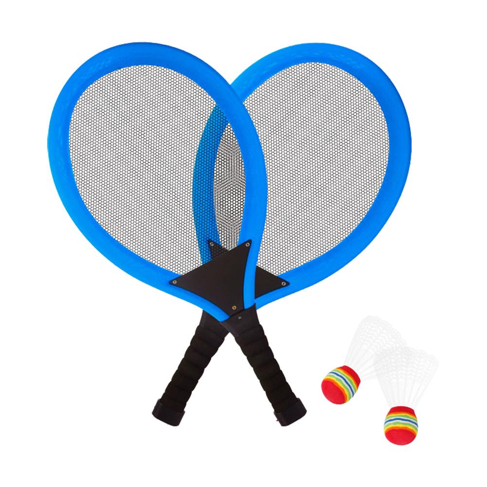 Ledet lysende badminton ketcher sæt letvægts badminton fjerbold spil sæt til udendørs indendørs sportsaktiviteter: Blå