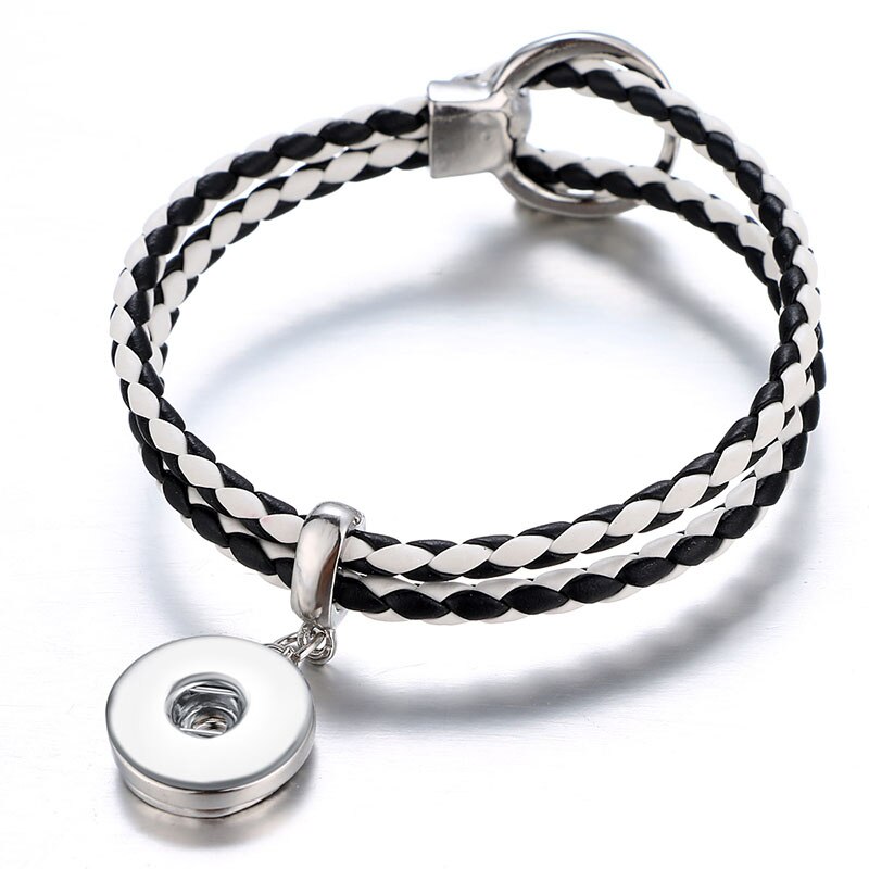 Beauty multi-color Leather simple Buckle Snap bracelet 20cm fit DIY 18MM snap buttons snap jewelry SE0204