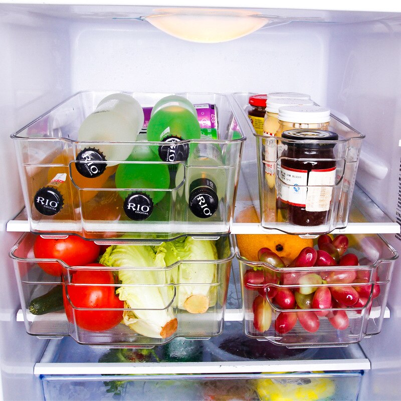 Plastic Transparent Refrigerator Organizer Storage Box Fridge Drawer Clear Refrigerator Container for Food Drinks Egg Storage