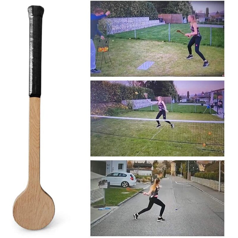 szczyt!-drewniana łyżka rakieta tenisowa tenis początkujący rozrusznik trener przyrząd szkoleniowy tenis praktyka drewniana rakieta nietoperza długa 55Cm