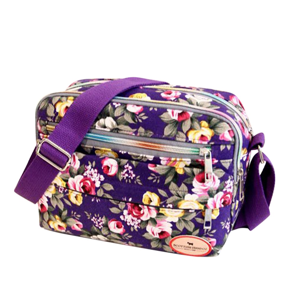 Mode Vrouwen Messenger Bags Canvas Crossbody Bag Schoudertas Bloem Print S Super Bolsos Mujer Dames Handtassen Y: Paars