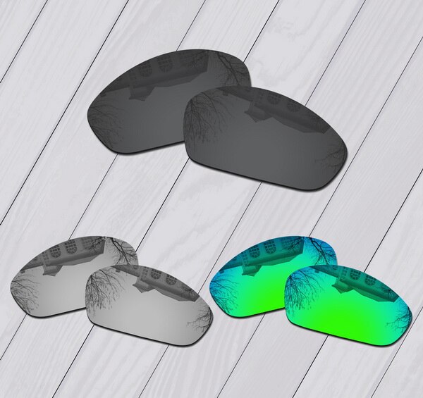 E.O.S Polarized Enhanced Replacement Lenses for Oakley Monster Dog Sunglasses - Multiple Choice: Black-Silver-Green