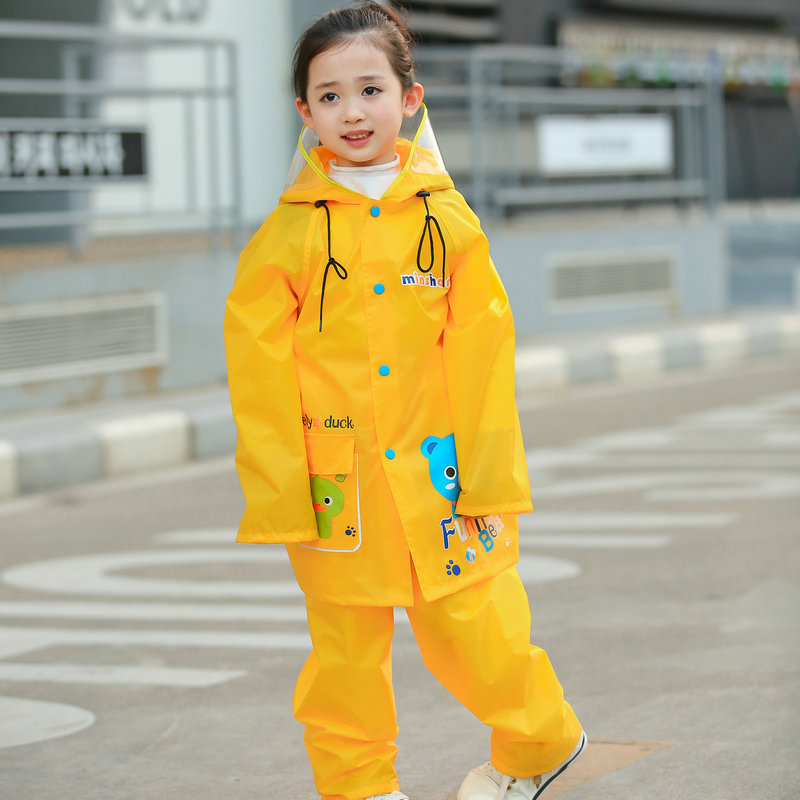 Chubasquero para niños y niñas, poncho de lluvia de dibujos animados, capa bonita, a la: YELLOW / L