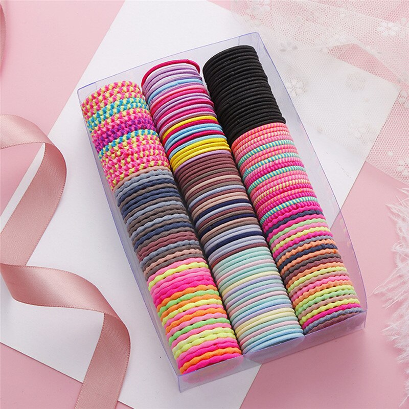 10-600PCS Cute Girls Colourful Ring Disposable Elastic Hair Bands Ponytail Holder Rubber Band Scrunchies Kids Hair Accessories