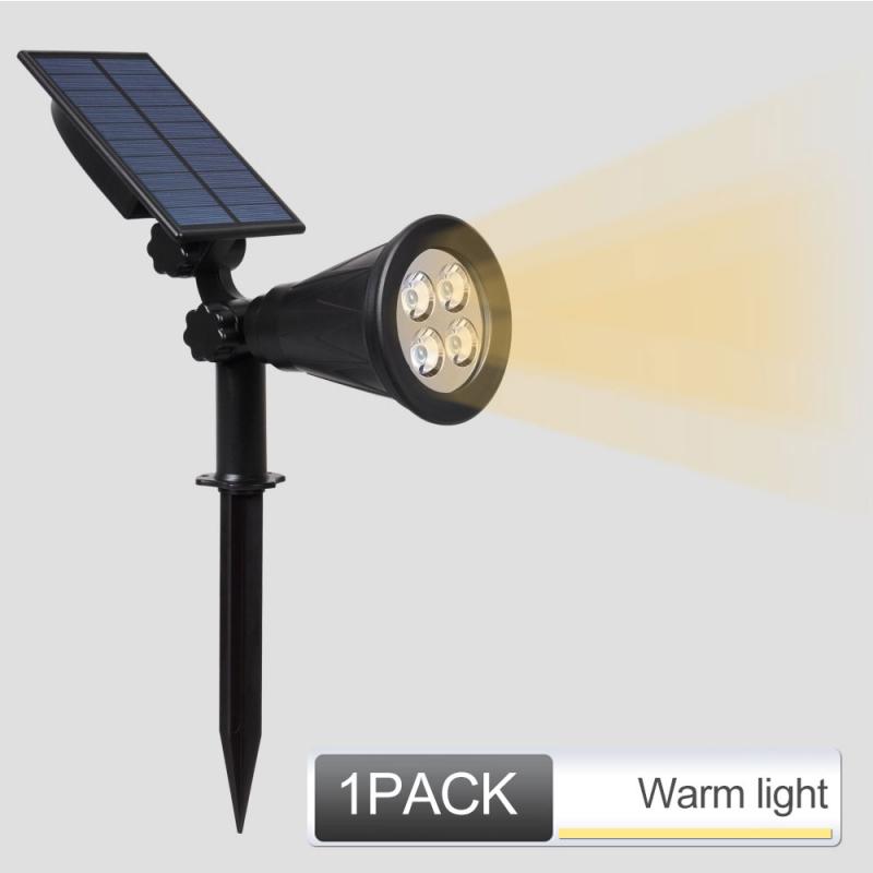 4 Lamp Bead Solar Spotlight Waterproof Landscape Ground Plug Light Outdoor Lawn Lamp Control Garden Lighting Courtyard Wall Lamp: 1pcs warm