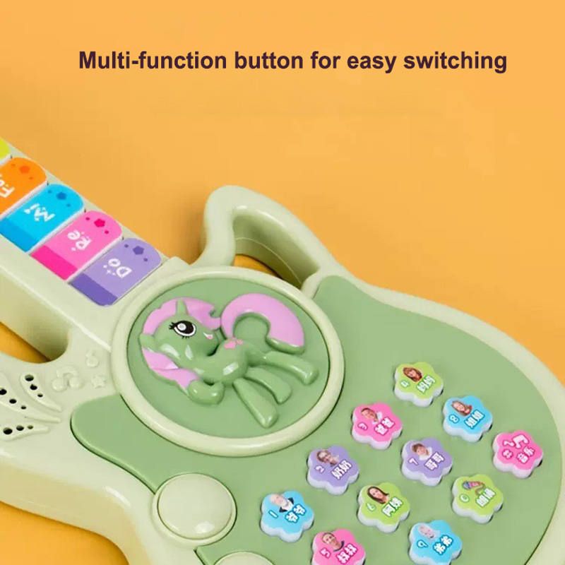 bouton de guitare électrique pour enfants à trois modes, jouet de dessin animé, Piano, jouet éducatif pour l'éducation précoce des enfants, Instrument de musique