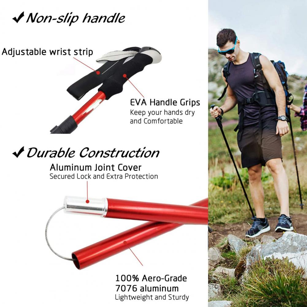 Auminum Alloy Telescopic Ultralight Trekking Anti Shock Pole hiking telescope stick nordic walking stick Shooting Crutch