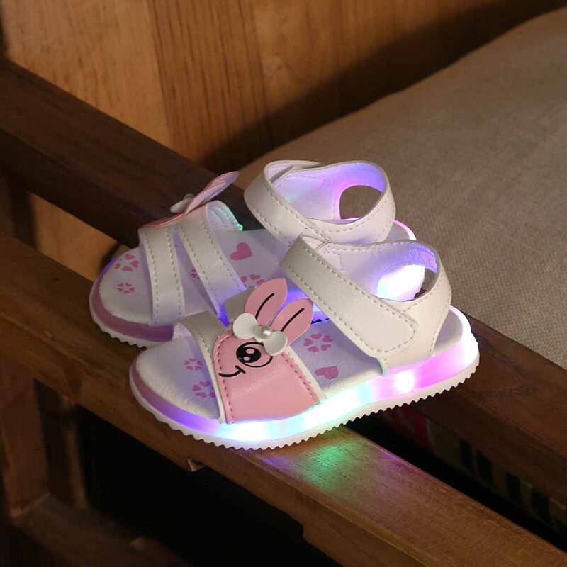 Justsl jentesandaler flashsko låve strandsko sandaler med åpenn tå låve ledet sklisikre myke sommersko str 21-30