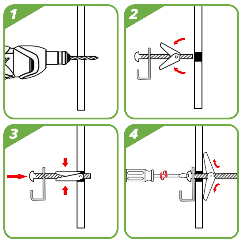 10 Pcs Toggle Bout Muur Pluggen Schroef Anker Voor Gipsplaten Holte Muur Gipsplaat Stekkers Schroef Metalen Uitbreidingen Plug Uitbreiding Buis