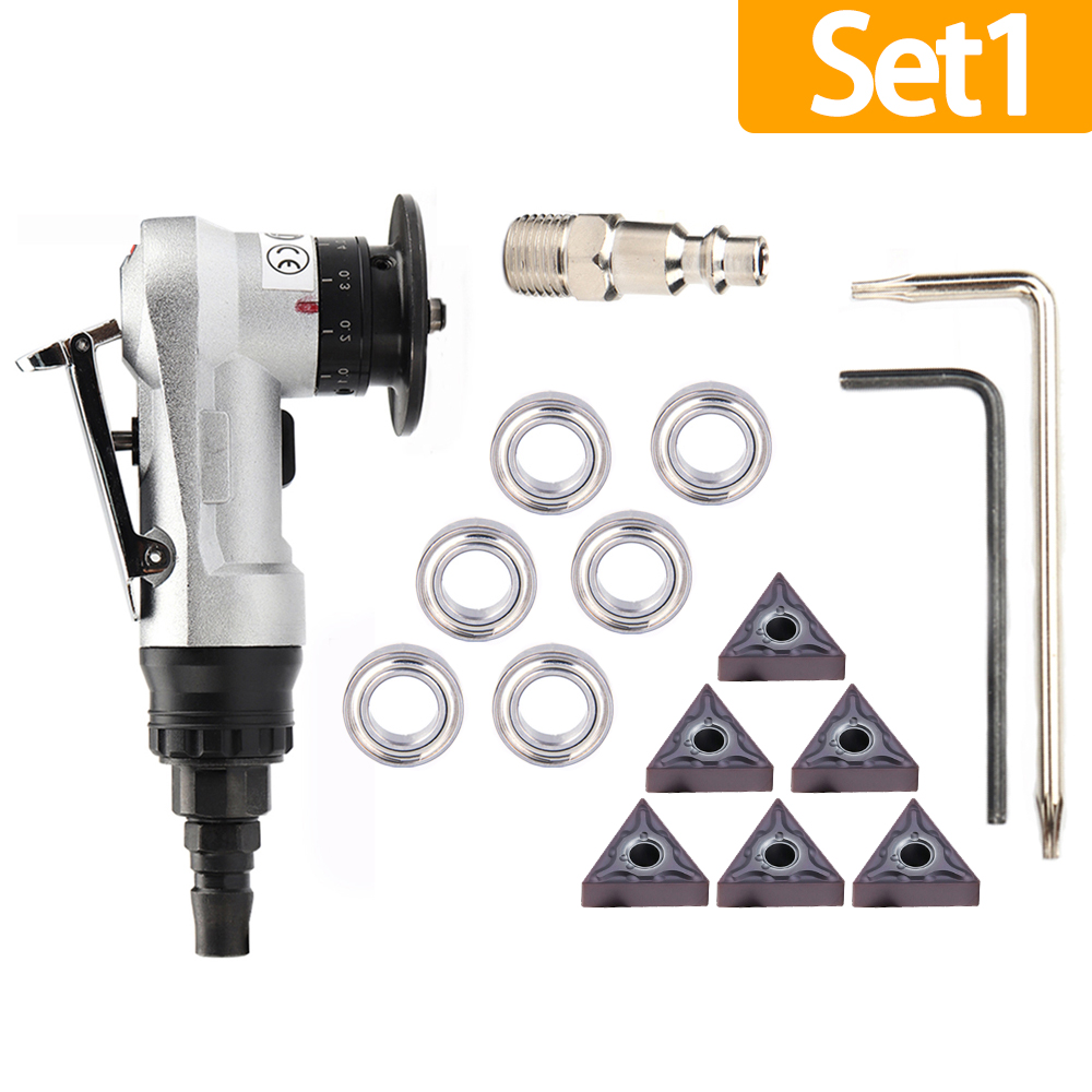 Mini Pneumatic Chamfering Machine 45° Portable Deburring Beveling Trimming Chamfer Tool with Replacement C/R Blade & Bearing: Red