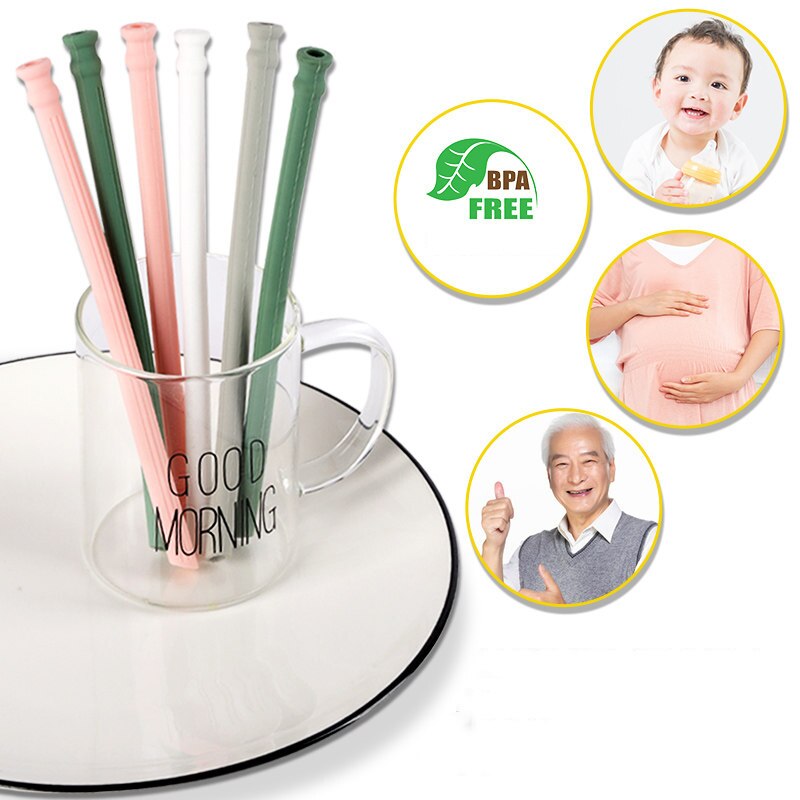 Sammenklappelig boble te silikone sugerør foldning bred smoothie boba te drikker halm genanvendelig med sag børn drinkware bar værktøjer