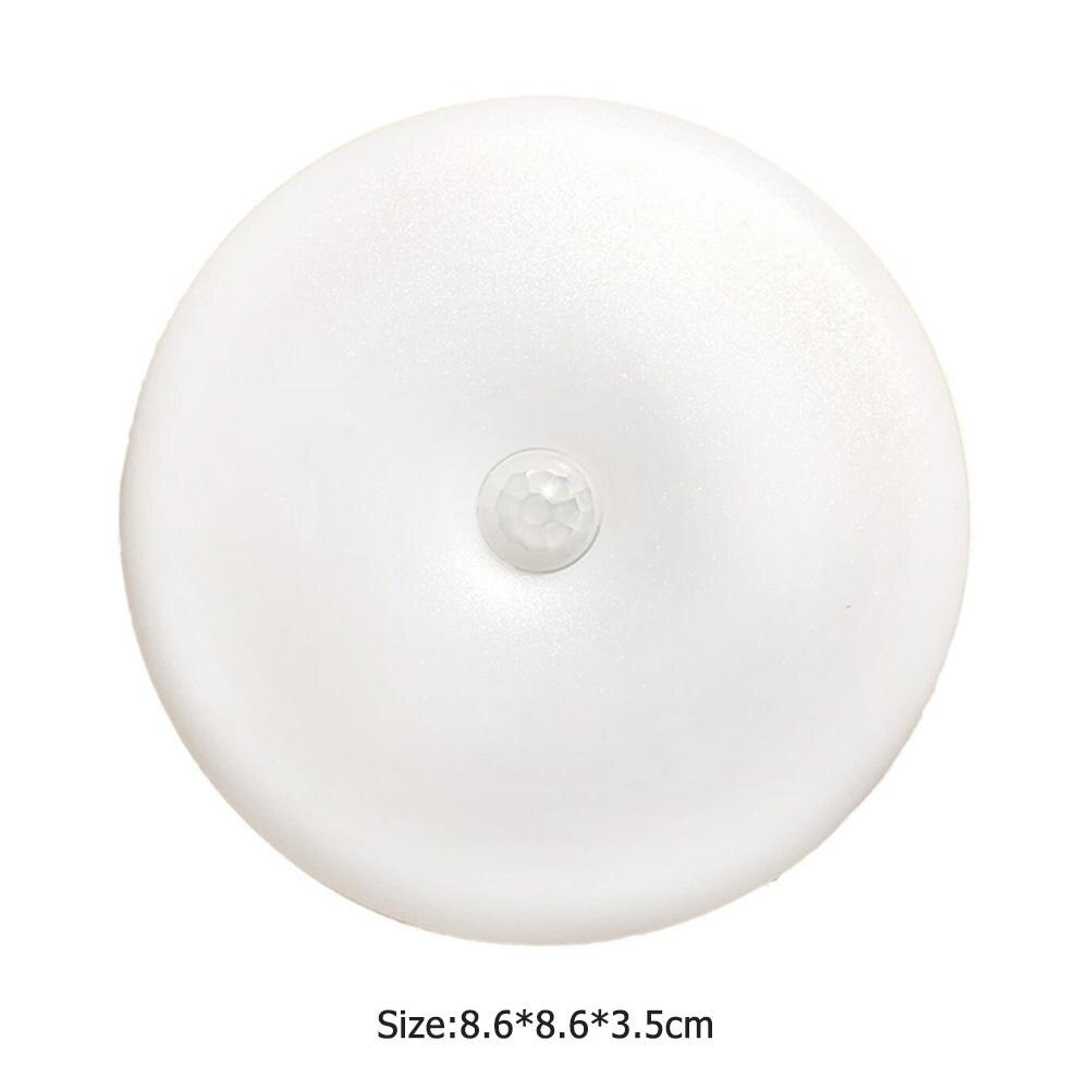 Round LED Night Lamp Plastic Adhesive Human Body Induction Sensor Baby Room Bedroom Home Corridor Emergency White Light