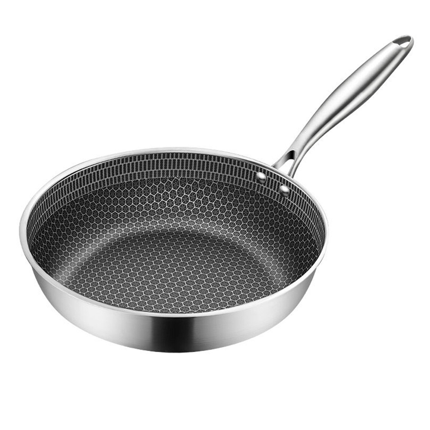 Schnesland Frying Pans 304 Stainless Steel Skillet Wok Pan Induction Cooker