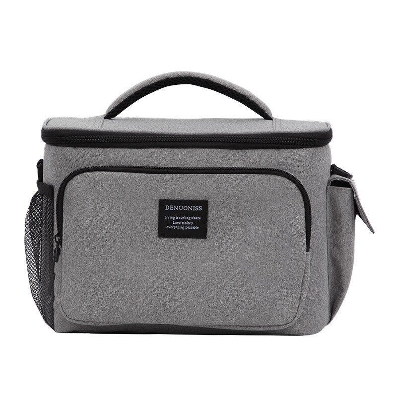 Multifunctional Cooler Bag Outdoor Camping Hiking Picnic Bento Snacks Fruit Drinks Keep Fresh Warm Storage Handbags Accessories: Gray