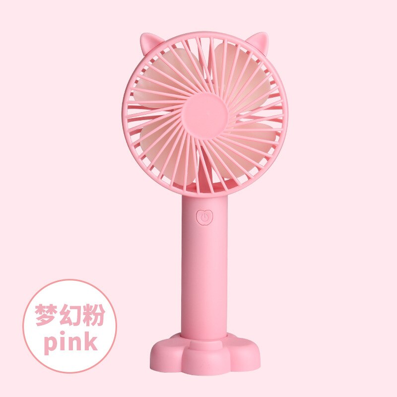 Fabriek Directe Clip Custom Hand-Held Draagbare Cartoon Base Fan Mini Stijl Usb Hand Elektrische Ventilator: pink-2