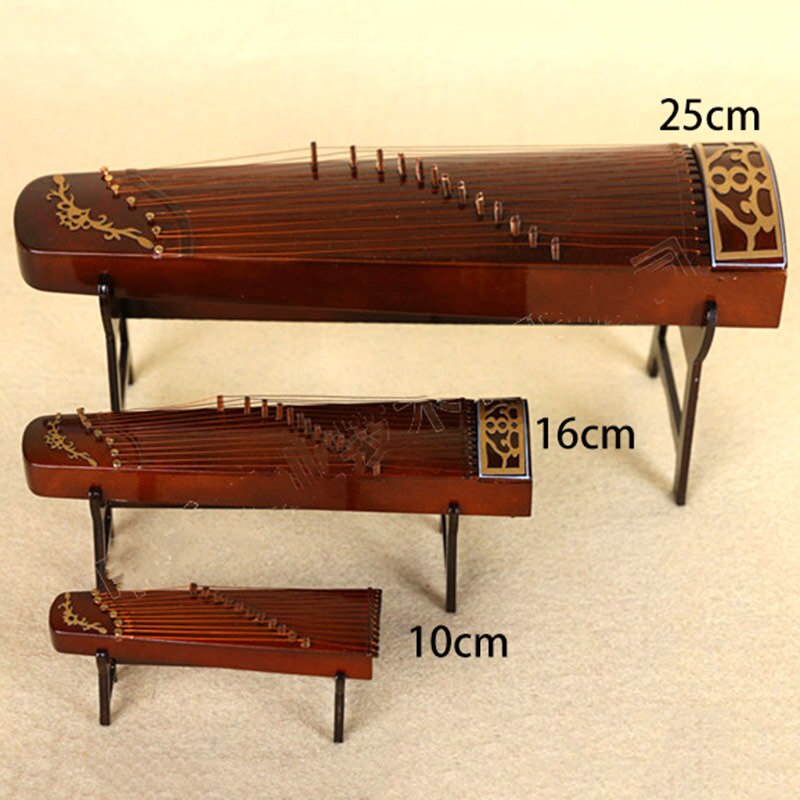 Miniature Guzheng Model Replica with Stand and Case Mini Zither Mini Musical Instrument Ornaments Chinese Traditional