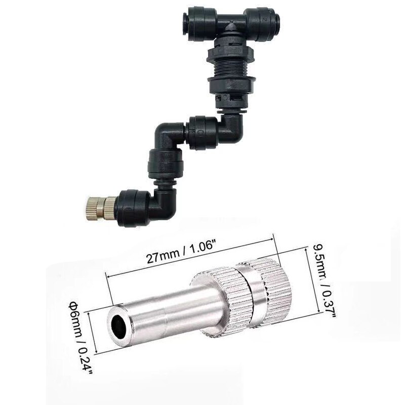 HEMAN 3pcs Reptiles Fogger Mist Sprinkler Rainforest Tank Pet Humidification Cooling System Reptile Pet Terrarium Misting System: 1-head black