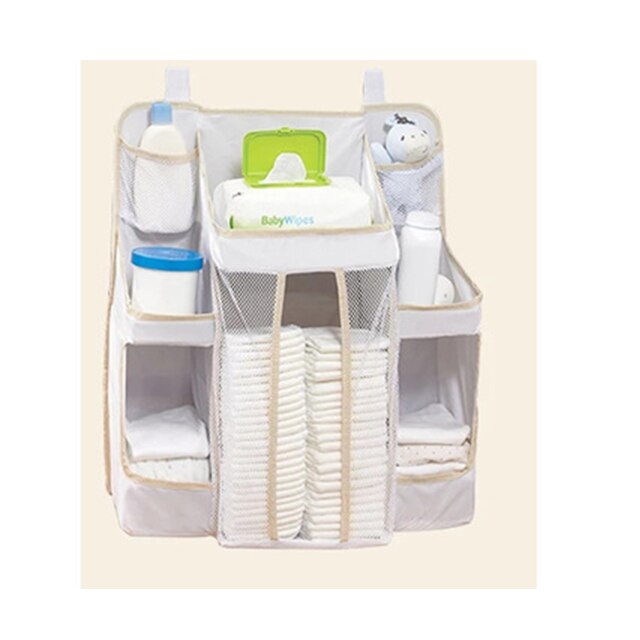 Baby Crib Organizer Opknoping Zakken Voor Pasgeboren Baby Beddengoed Set Organizer Luier Opbergtas Luiertas Kids Bed Linnen: white