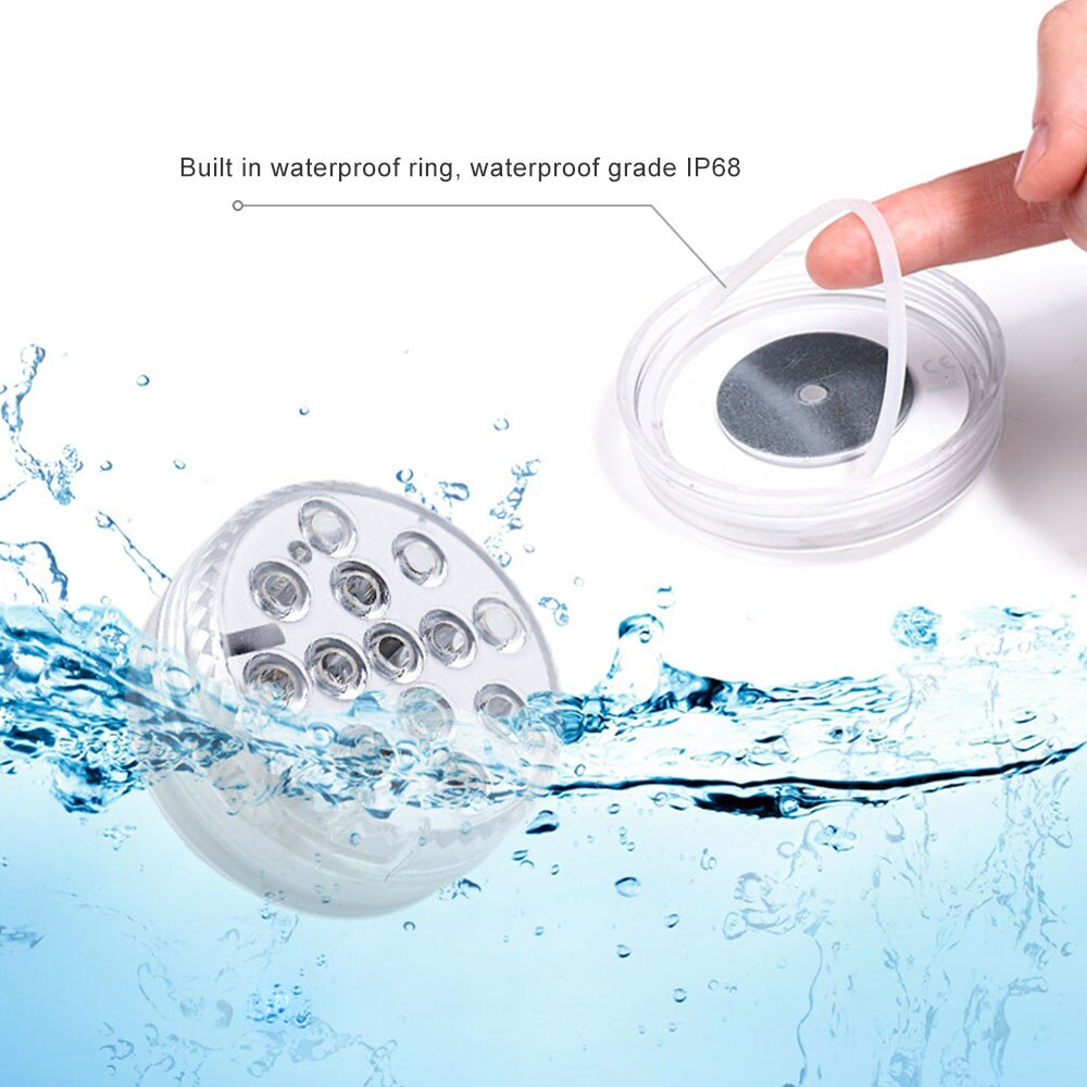 Onderwater led-lamp met 13 leds rgb, onderwatervislamp, op batterijen werkend, infrarood afstandsbediening, draadloze, meerkleurige badlampen